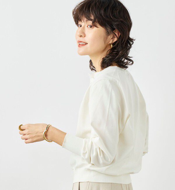 NOLLEY'S「《手洗い可能》コットンテックスクルーネックカーディガン」|カーディガン|