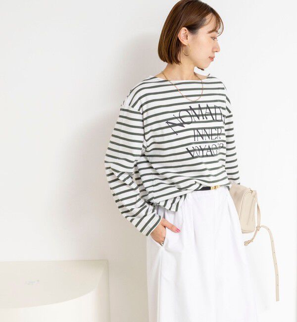 NOLLEY'S「【WEB限定】ウォッシャブルボーダープリントロンTee」|Tシャツ・カットソー|