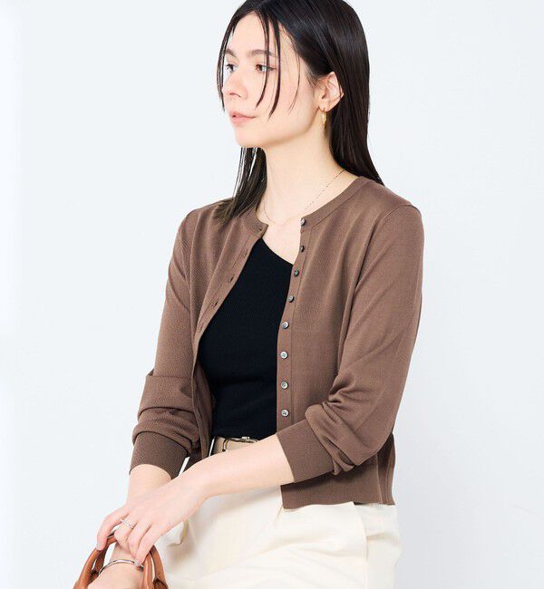 NOLLEY'S sophi「《手洗い可能/アンサンブル対応》マルチファンクションハイゲージクルーネックカーディガン」|カーディガン|