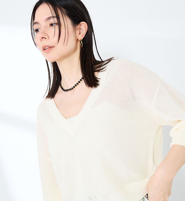 NOLLEY'S sophi「《手洗い可能》ペーパー混深V片畦プルオーバー」|ニット・セーター|