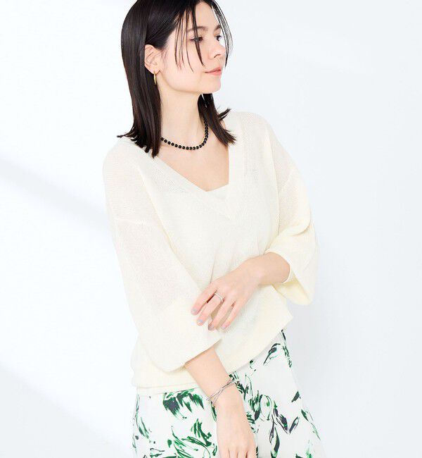 NOLLEY'S sophi「《手洗い可能》ペーパー混深V片畦プルオーバー」|ニット・セーター|