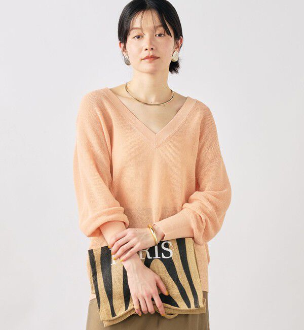 NOLLEY'S sophi「《手洗い可能》ペーパー混深V片畦プルオーバー」|ニット・セーター|