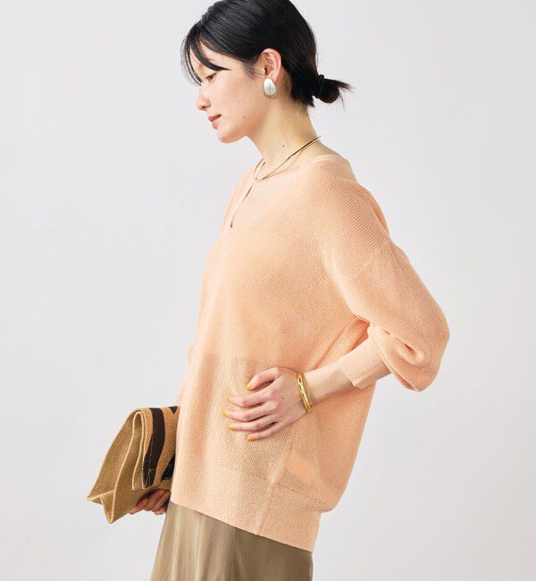 NOLLEY'S sophi「《手洗い可能》ペーパー混深V片畦プルオーバー」|ニット・セーター|