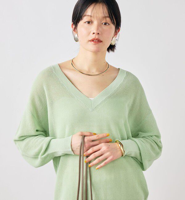 NOLLEY'S sophi「《手洗い可能》ペーパー混深V片畦プルオーバー」|ニット・セーター|
