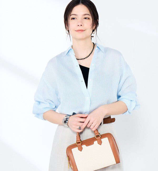 NOLLEY'S sophi「ウォッシャブルACARライトストライプ3WAYオーバーシャツ」|シャツ・ブラウス|