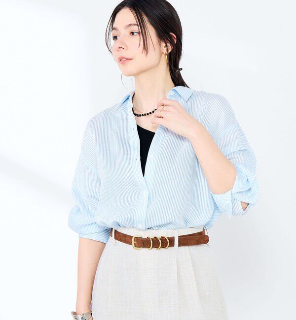 NOLLEY'S sophi「ウォッシャブルACARライトストライプ3WAYオーバーシャツ」|シャツ・ブラウス|