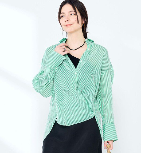 NOLLEY'S sophi「ウォッシャブルACARライトストライプ3WAYオーバーシャツ」|シャツ・ブラウス|