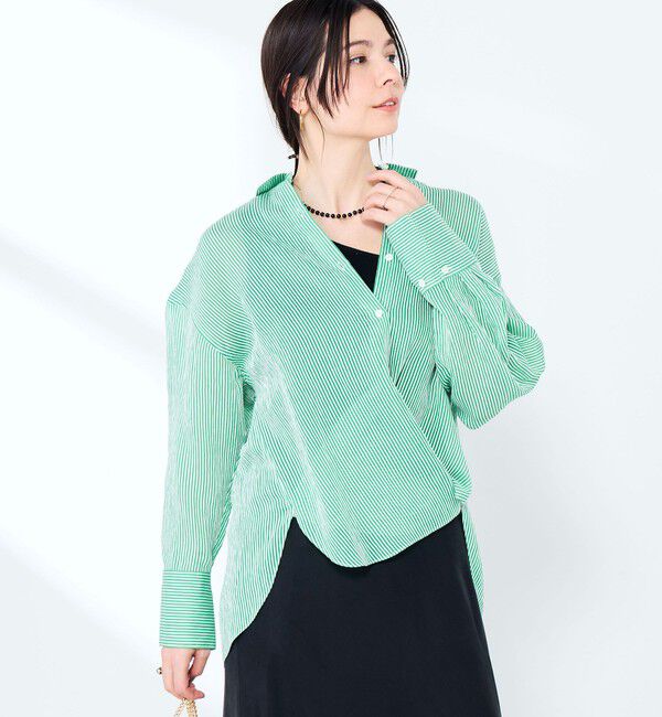 NOLLEY'S sophi「ウォッシャブルACARライトストライプ3WAYオーバーシャツ」|シャツ・ブラウス|