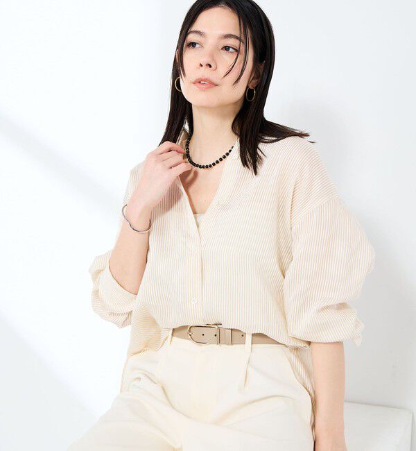 NOLLEY'S sophi「ウォッシャブルACARライトストライプ3WAYオーバーシャツ」|シャツ・ブラウス|