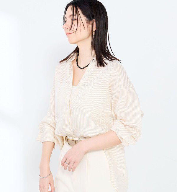 NOLLEY'S sophi「ウォッシャブルACARライトストライプ3WAYオーバーシャツ」|シャツ・ブラウス|