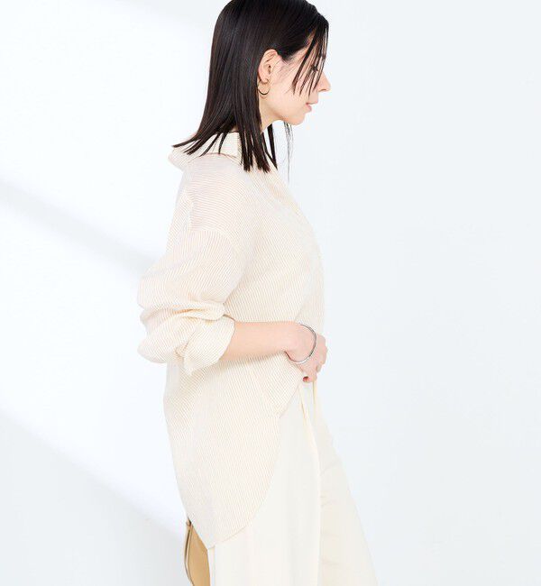 NOLLEY'S sophi「ウォッシャブルACARライトストライプ3WAYオーバーシャツ」|シャツ・ブラウス|