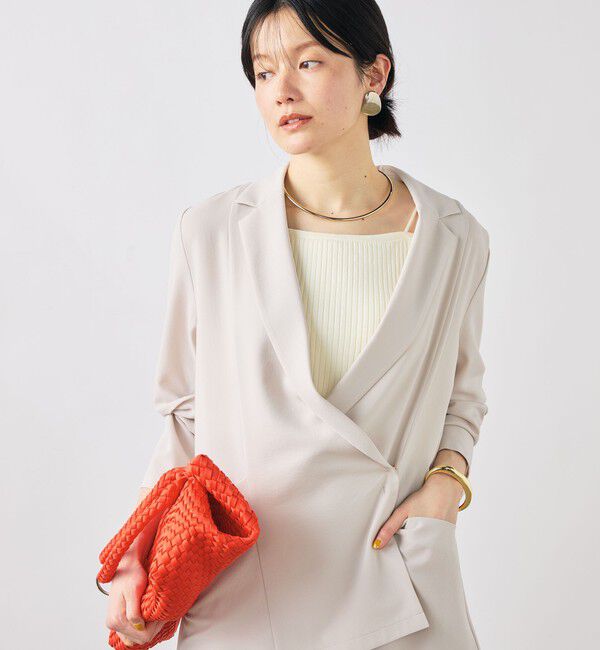 NOLLEY'S sophi「《セットアップ対応》ウォッシャブルエアリージョーゼットドレープライトジャケット」|テーラードジャケット|