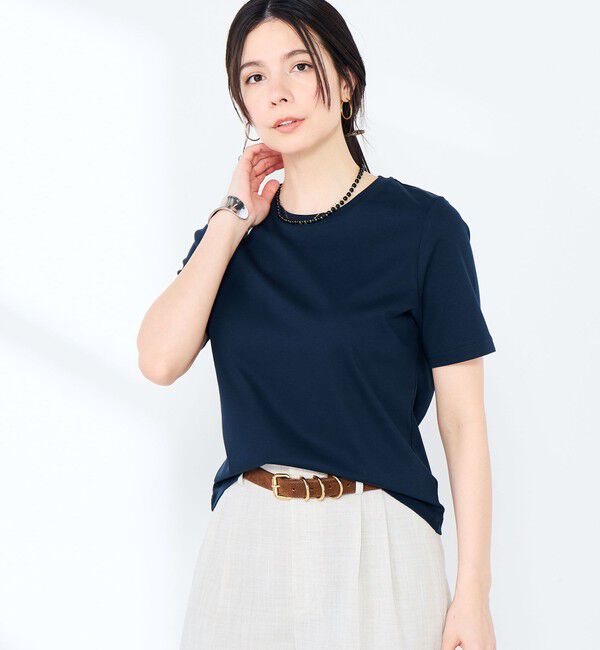 NOLLEY'S sophi「《手洗い可能》W&Wベイシック丈Tシャツ」|Tシャツ・カットソー|ダークネイビー