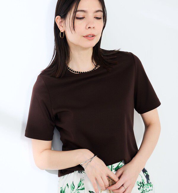 NOLLEY'S sophi「《手洗い可能》W&Wベイシック丈Tシャツ」|Tシャツ・カットソー|ダークブラウン