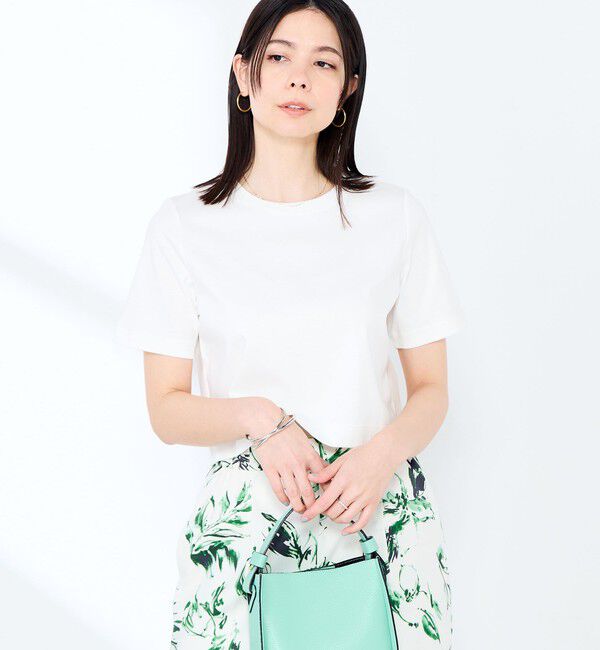 NOLLEY'S sophi「《手洗い可能》W&Wショート丈Tシャツ」|Tシャツ・カットソー|ホワイト