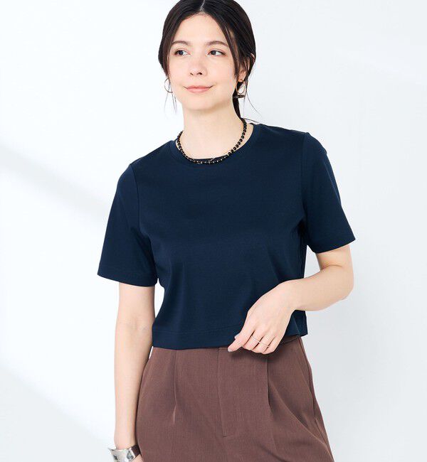 NOLLEY'S sophi「《手洗い可能》W&Wショート丈Tシャツ」|Tシャツ・カットソー|