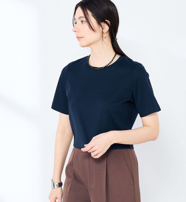 NOLLEY'S sophi「《手洗い可能》W&Wショート丈Tシャツ」|Tシャツ・カットソー|