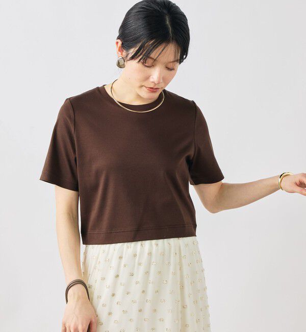 NOLLEY'S sophi「《手洗い可能》W&Wショート丈Tシャツ」|Tシャツ・カットソー|