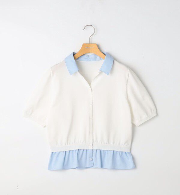 NOLLEY'S sophi「《手洗い可能/セットアップ対応》布帛襟取り外し可裾布帛半袖カーディガン」|カーディガン|