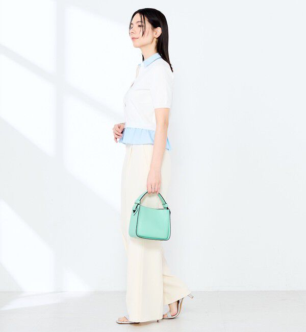 NOLLEY'S sophi「《手洗い可能/セットアップ対応》布帛襟取り外し可裾布帛半袖カーディガン」|カーディガン|