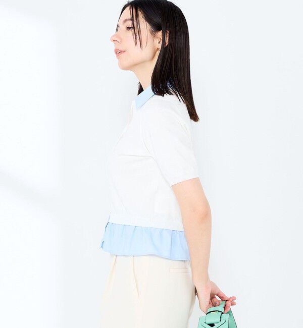 NOLLEY'S sophi「《手洗い可能/セットアップ対応》布帛襟取り外し可裾布帛半袖カーディガン」|カーディガン|