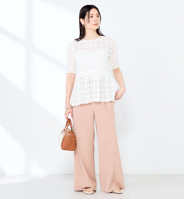 NOLLEY'S sophi「ウォッシャブルストレッチレースペプラム半袖プルオーバー」|シャツ・ブラウス|