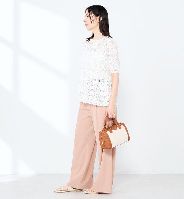 NOLLEY'S sophi「ウォッシャブルストレッチレースペプラム半袖プルオーバー」|シャツ・ブラウス|