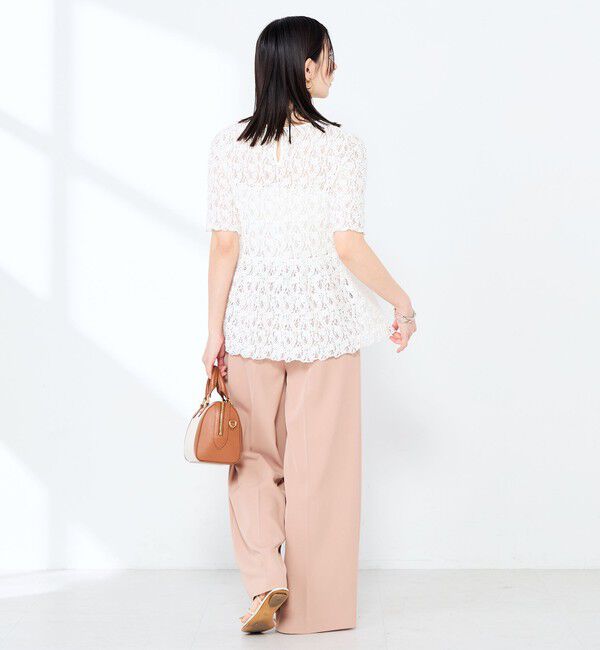 NOLLEY'S sophi「ウォッシャブルストレッチレースペプラム半袖プルオーバー」|シャツ・ブラウス|