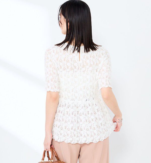 NOLLEY'S sophi「ウォッシャブルストレッチレースペプラム半袖プルオーバー」|シャツ・ブラウス|