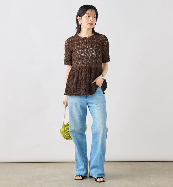 NOLLEY'S sophi「ウォッシャブルストレッチレースペプラム半袖プルオーバー」|シャツ・ブラウス|