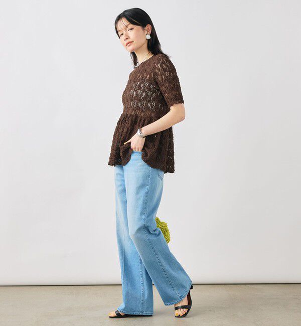 NOLLEY'S sophi「ウォッシャブルストレッチレースペプラム半袖プルオーバー」|シャツ・ブラウス|