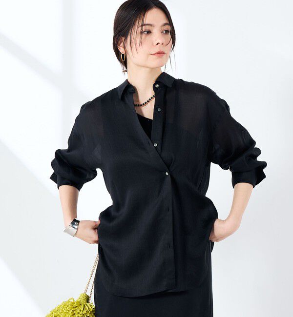 NOLLEY'S sophi「ウォッシャブルフィブリルラミーマルチウェイシャツ」|シャツ・ブラウス|ブラック