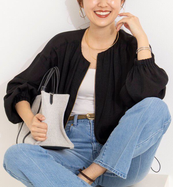 NOLLEY'S「ウォッシャブルシアージップアップブルゾン」|ブルゾン・スタジャン|ブラック