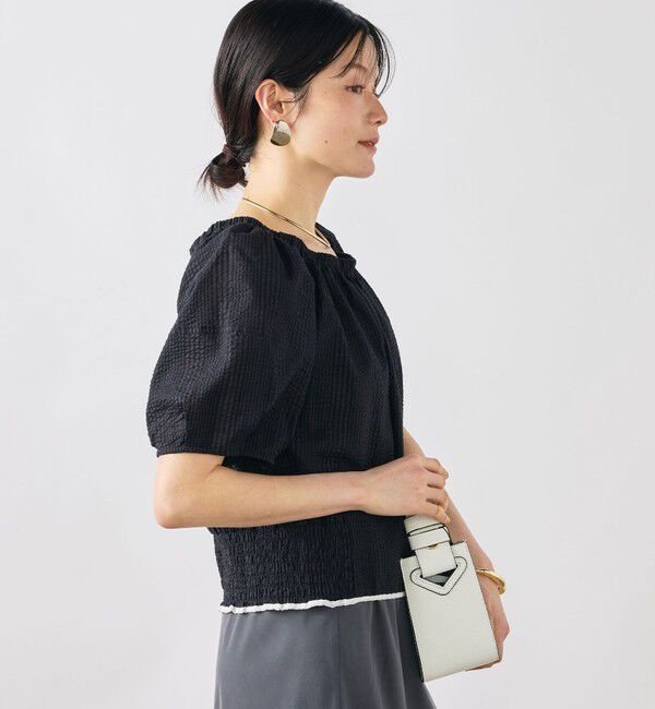 NOLLEY'S「ウォッシャブル袖ボリュームサッカーブラウス」|シャツ・ブラウス|