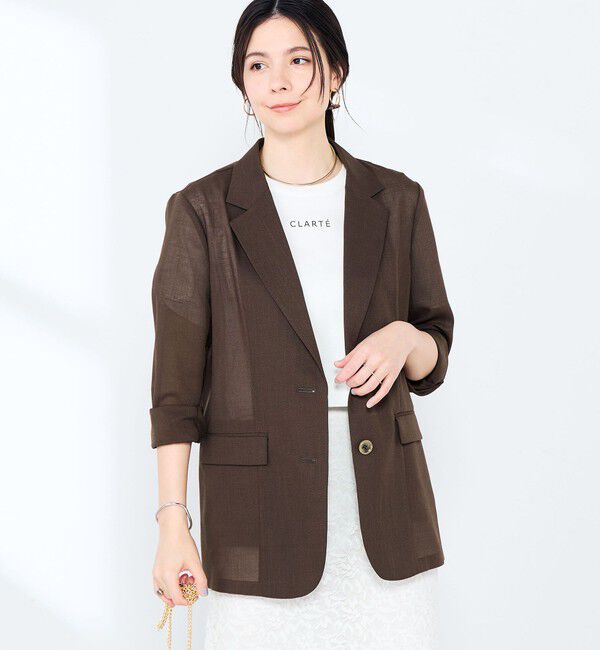 NOLLEY'S sophi「《セットアップ対応》ウォッシャブルリネンライクシアーボイルジャケット」|テーラードジャケット|