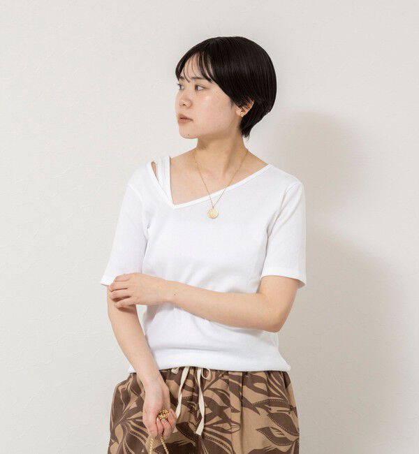 Rie Miller「ウォッシャブルアシンメトリー2WAYリブTシャツ」|Tシャツ・カットソー|