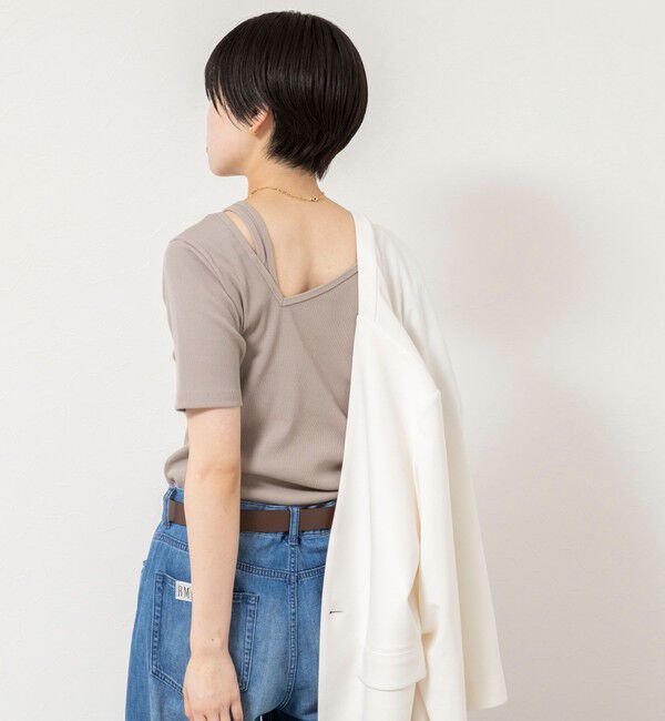 Rie Miller「ウォッシャブルアシンメトリー2WAYリブTシャツ」|Tシャツ・カットソー|