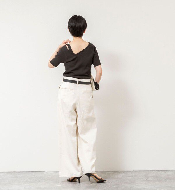Rie Miller「ウォッシャブルアシンメトリー2WAYリブTシャツ」|Tシャツ・カットソー|