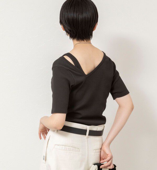 Rie Miller「ウォッシャブルアシンメトリー2WAYリブTシャツ」|Tシャツ・カットソー|