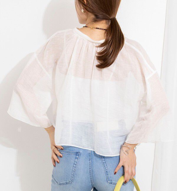 NOLLEY'S「ウォッシャブルシアーリネンカールマイヤーショートブラウス」|シャツ・ブラウス|