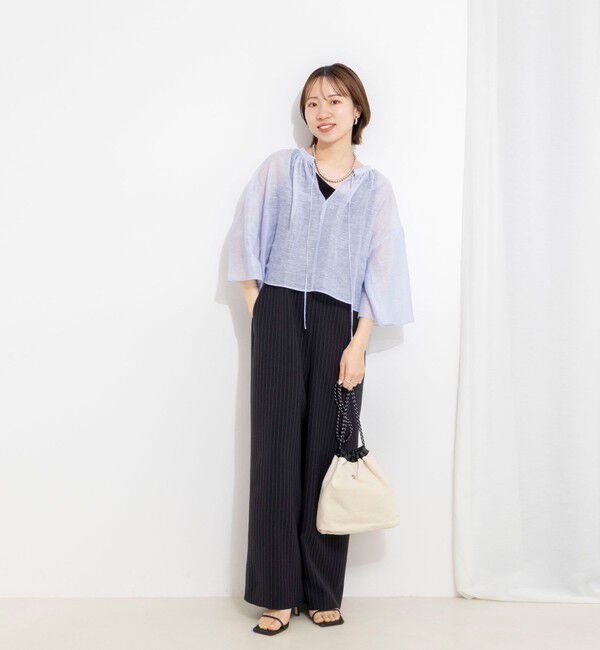 NOLLEY'S「ウォッシャブルシアーリネンカールマイヤーショートブラウス」|シャツ・ブラウス|