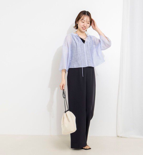 NOLLEY'S「ウォッシャブルシアーリネンカールマイヤーショートブラウス」|シャツ・ブラウス|