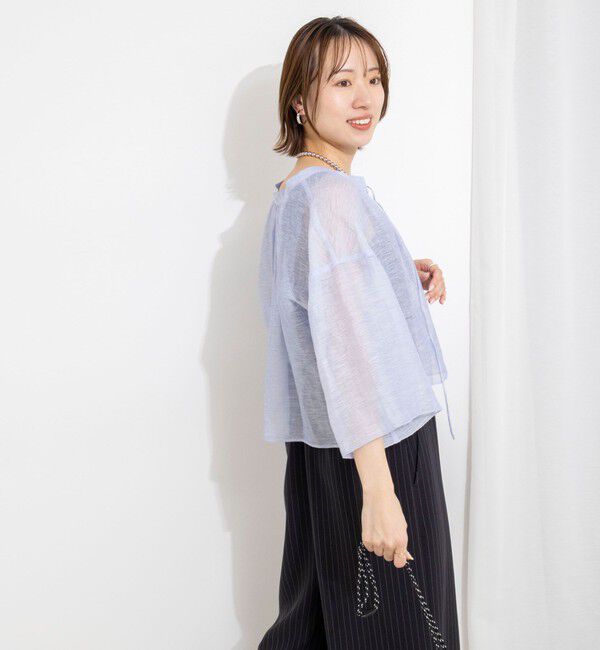 NOLLEY'S「ウォッシャブルシアーリネンカールマイヤーショートブラウス」|シャツ・ブラウス|