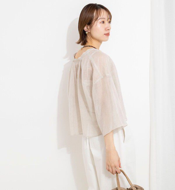 NOLLEY'S「ウォッシャブルシアーリネンカールマイヤーショートブラウス」|シャツ・ブラウス|