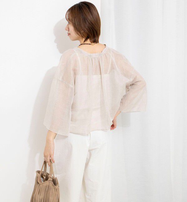 NOLLEY'S「ウォッシャブルシアーリネンカールマイヤーショートブラウス」|シャツ・ブラウス|