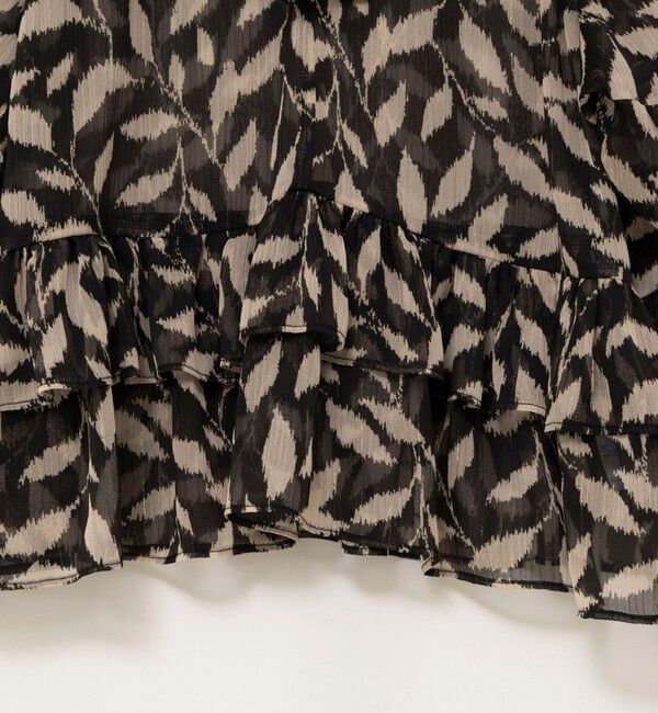 NOLLEY'S「【Import Fabric】ウォッシャブル楊柳リーフ柄フリルブラウス」|シャツ・ブラウス|