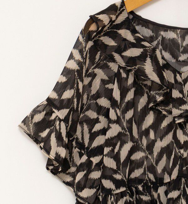 NOLLEY'S「【Import Fabric】ウォッシャブル楊柳リーフ柄フリルブラウス」|シャツ・ブラウス|