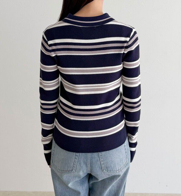 fredy emue「マルチボーダー衿付きリブニット」|ニット・セーター|