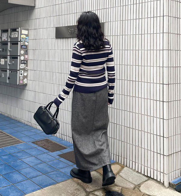 fredy emue「マルチボーダー衿付きリブニット」|ニット・セーター|