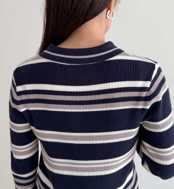 fredy emue「マルチボーダー衿付きリブニット」|ニット・セーター|